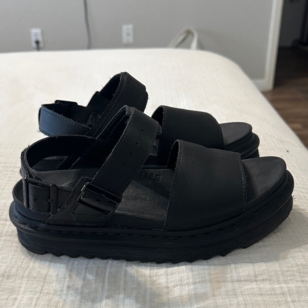 Dr. Martens Black Leather Platform Sandals